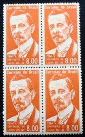 Quadra de selos postais do Brasil de 1964 Lauro Müller