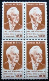 Quadra de selos postais do Brasil de 1964 Heinrich Lübke