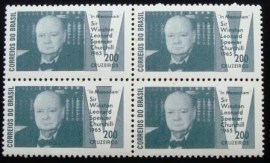 Quadra de selos postais do Brasil de 1965 Sir Winston Churchill