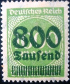 Selo postal da Alemanha Reich de 1923 Surcharge 800 on 1000 N
