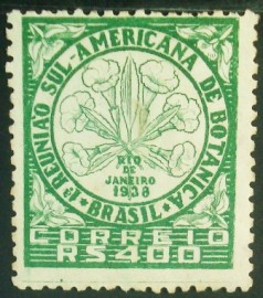 Selo postal do Brasil de 1939 Reunião Botânica - C 135 N