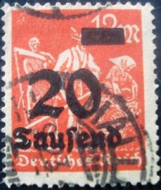 Selo postal da Alemanha Reich de 1923 Surcharge - 20T on 12m