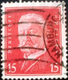 Selo postal da Alemanha Reich de 1928 Paul von Hindenburg 15