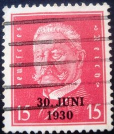 Selo postal da Alemanha Reich de 1930 Paul von Hindenburg 15