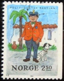 Selo postal da Noruega de 1984 Politimester Bastian