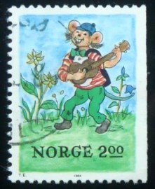 Selo postal da Noruega de 1984 Músico