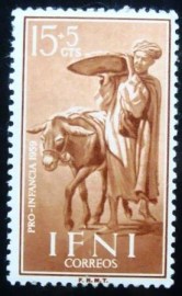 Selo postal de IFNI de 1959 Donkey