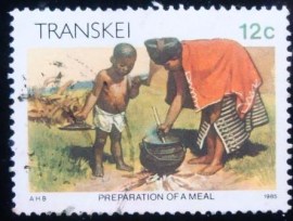 Selo postal do Transkei de 1985 Meal Preparation