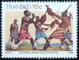 Selo postal do Transkei de 1984 Stick Fighting