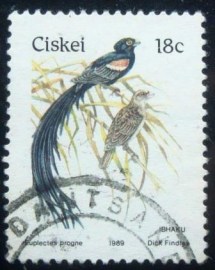 Selo postal do Ciskei de 1989 Long-tailed Widowbird