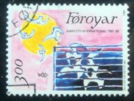 Selo postal das Ilhas Faroe de 1986 Olivur vid Neyst