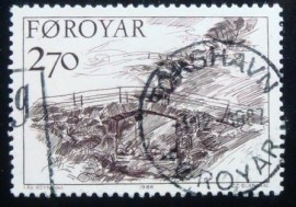 Selo postal das Ilhas Faroe de 1986 Glyvrar on Eysturoy