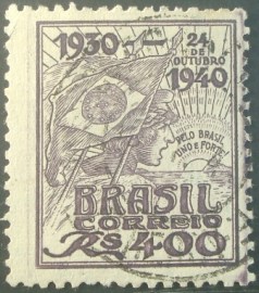 Selo postal comemorativo do Brasil de 1940 - C 157 U