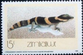 Selo postal do Zimbabwe de 1989 O'Shaughnessy's Banded Gec