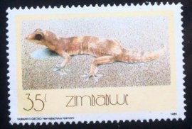 Selo postal do Zimbabwe de 1989 Tiger Thick-toed Gecko