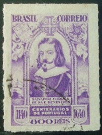 Selo postal do Brasil de 1941 Salvador Benevides P U