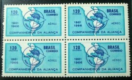 Quadra de selos do Brasil de 1966 Aliança para o Progresso