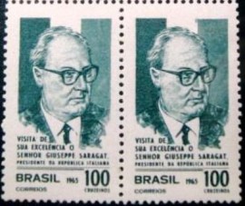 Par de selos postais do Brasil de 1965 Saragat M