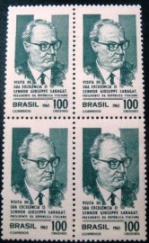 Quadra de selos postais do Brasil de 1965 Saragat