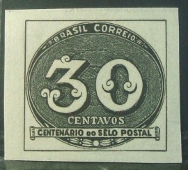 Selo postal de 1943 Olho-de-boi 30 réis