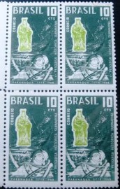 Quadra de selos postais do Brasil de 1968 Pesquisa Submarina