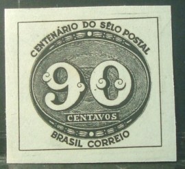 Selo postal de 1943 Olho-de-boi 90 réis
