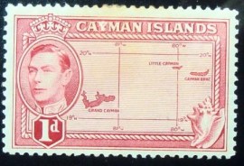 Selo postal das Ilhas Cayman de 1938 Cayman Islands' Map
