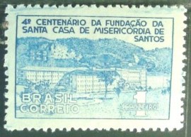Selo postal de 1943 Santa Casa de Santos