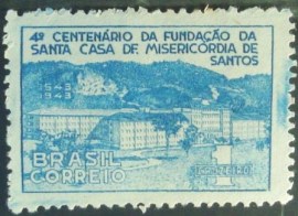 Selo postal de 1943 Santa Casa de Santos - C 186 N