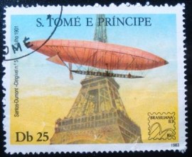 Selo postal de S. Tomé e Príncipe de 1983 Santos-Dumont dirigible