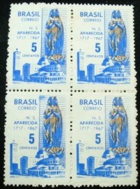 Quadra de selos postais do Brasil de 1967 N.S.Aparecida