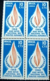 Quadra de selos postais do Brasil de 1968 Direitos Humanos