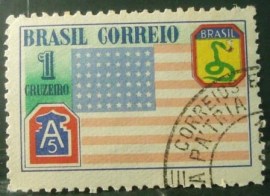 Selo postal Comemorativo do Brasil de 1945 Bandeira Americana NCC