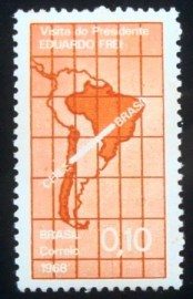 Selo postal do Brasil de 1968 Eduardo Frei