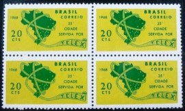 Quadra de selos postais de 1968 Telex Curitiba