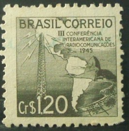 selo postal do Brasil de 1945 Radiocomunicações - C 211 U