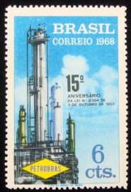Selo postal do Brasil de 1968 Petrobrás