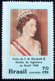 Selo postal do Brasil de 1968 Elizabeth II