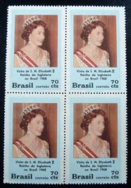Quadra de selos postais do Brasil de 1968 Elizabeth II