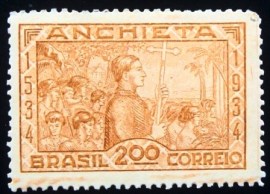 Selo postal do Brasil de 1934 Padre José de Anchieta 200