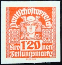 Selo postal da Áustria de 1921 Mercury 1'20