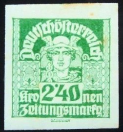 Selo postal da Áustria de 1921 Mercury 2,40