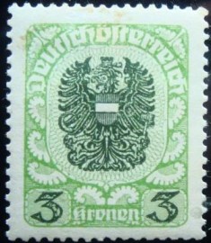Selo postal da Áustria de 1921 Coat of arms 3kr NyA
