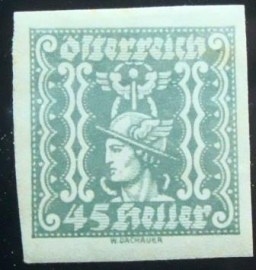 Selo postal da Áustria de 1921 Mercury 45