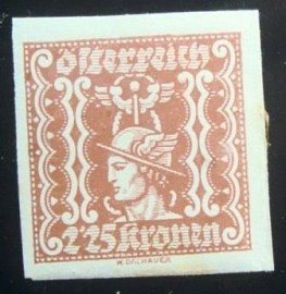 Selo postal da Áustria de 1921 Mercury 2'25