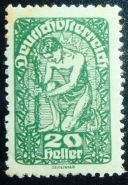 Selo postal da Áustria de 1920 Allegory 20 N