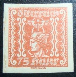 Selo postal da Áustria de 1922 Mercury 75