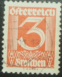 Selo postal da Áustria de 1925 Numerals 3kr