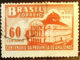 selo postal do Brasil de 1950 Província Amazonas - C 257 U