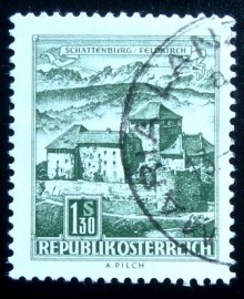 Selo postal da Áustria de 1967 Schattenburg Castle